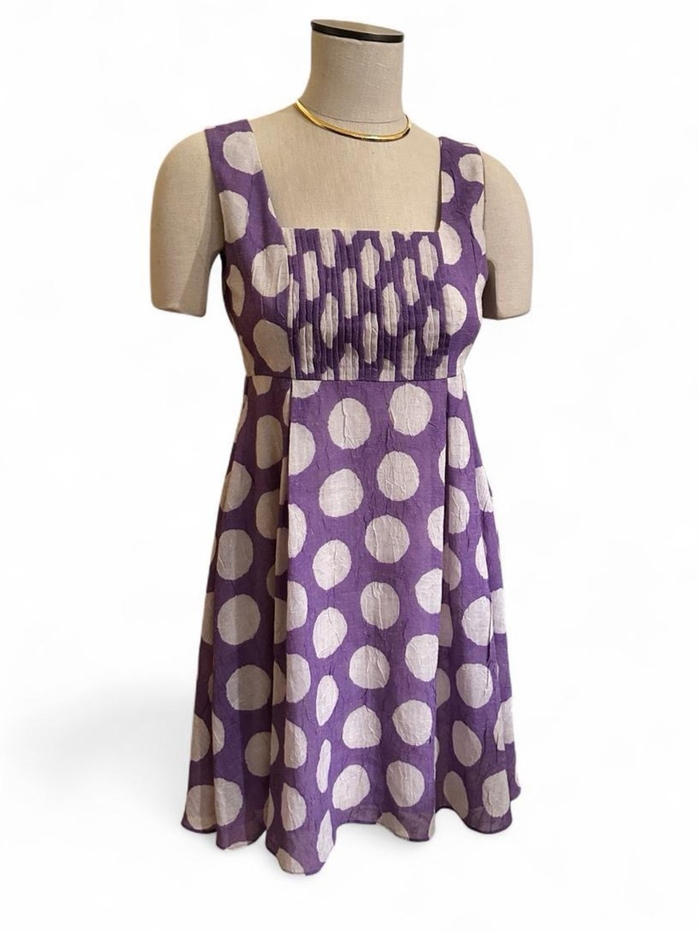 Alice + Olivia Purple Polka Dot Sleeveless Summer Mini Dress